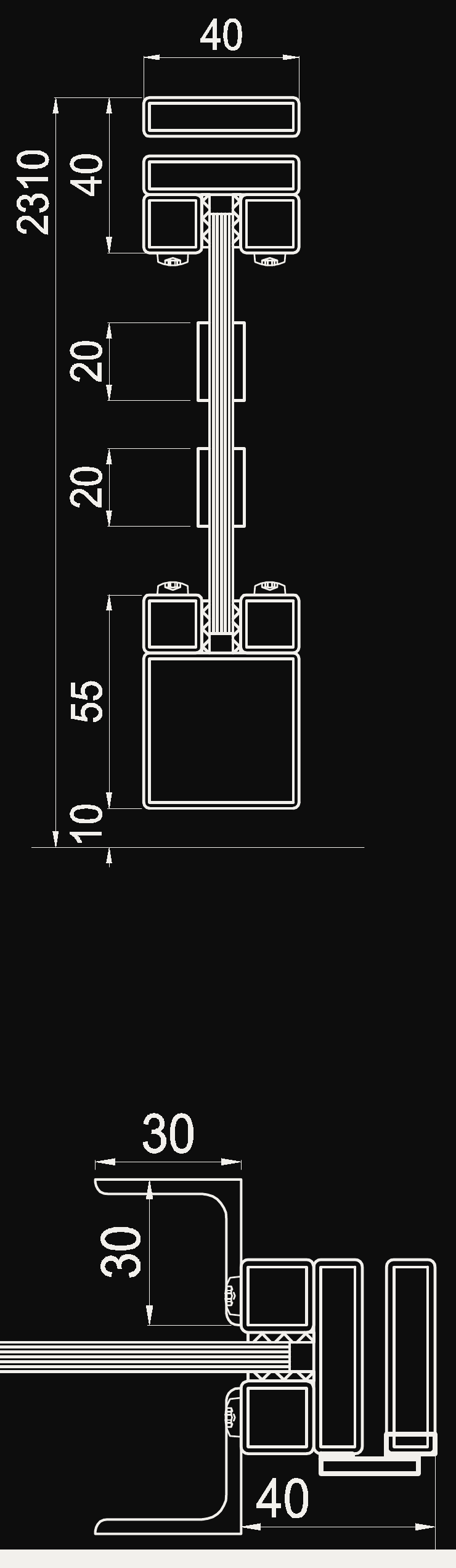 40 mm steel sections for an internal door